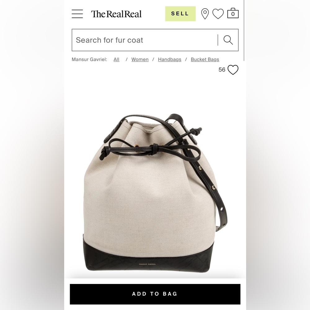 Mansur Gavriel Large Crossbody Bucket Bag in Canvas and Black Trim Gold - Picture 2 of 16